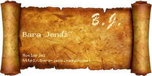 Bara Jenő névjegykártya